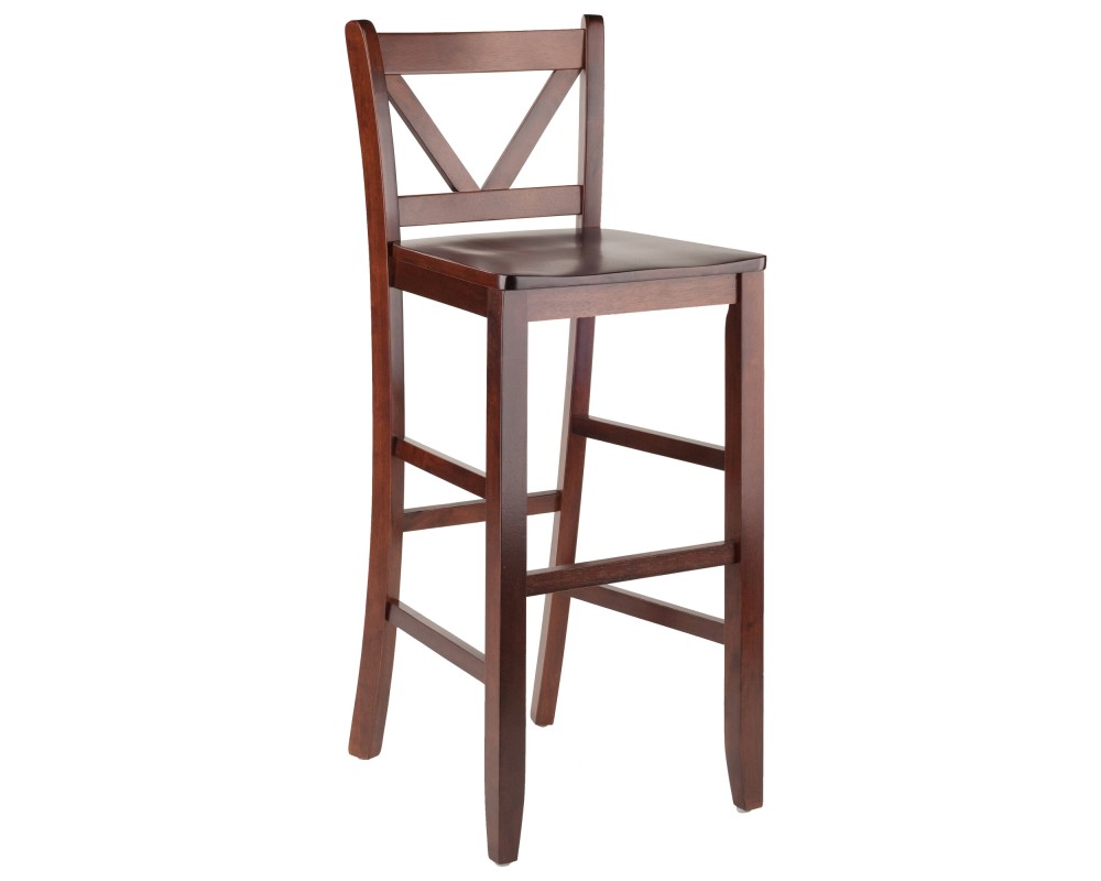 Victor 2-Pc V-Back Bar Stool Set, Walnut