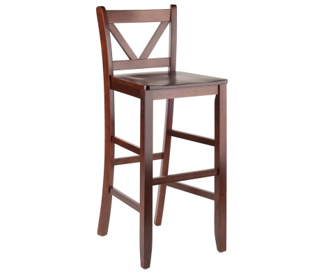 Victor 2-Pc V-Back Bar Stool Set, Walnut