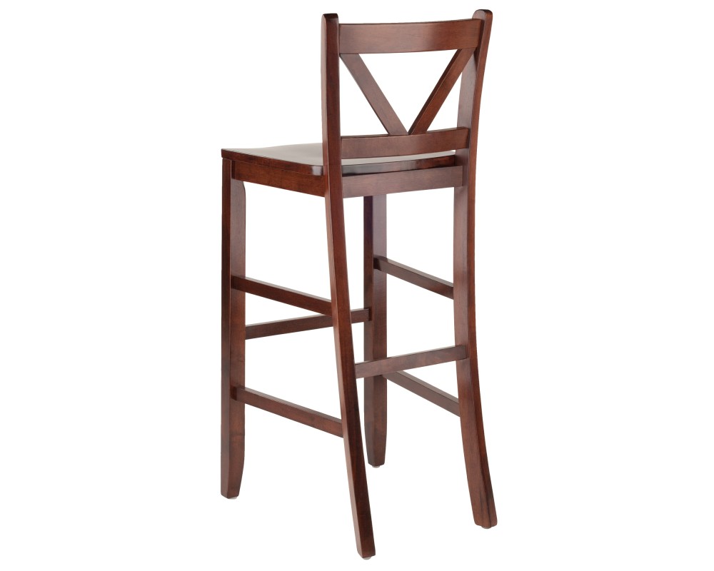 Victor 2-Pc V-Back Bar Stool Set, Walnut