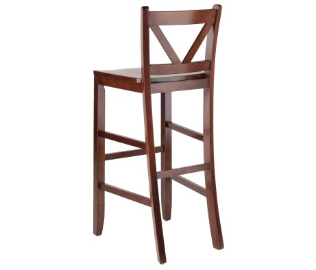 Victor 2-Pc V-Back Bar Stool Set, Walnut