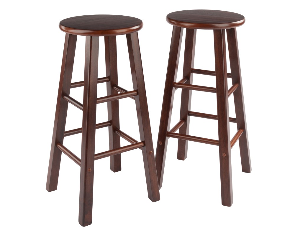 Element 2-Pc Square Legs Bar Stool Set, Walnut