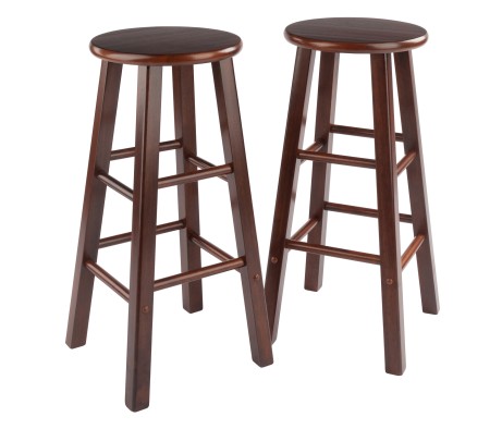 Element 2-Pc Square Legs Bar Stool Set, Walnut