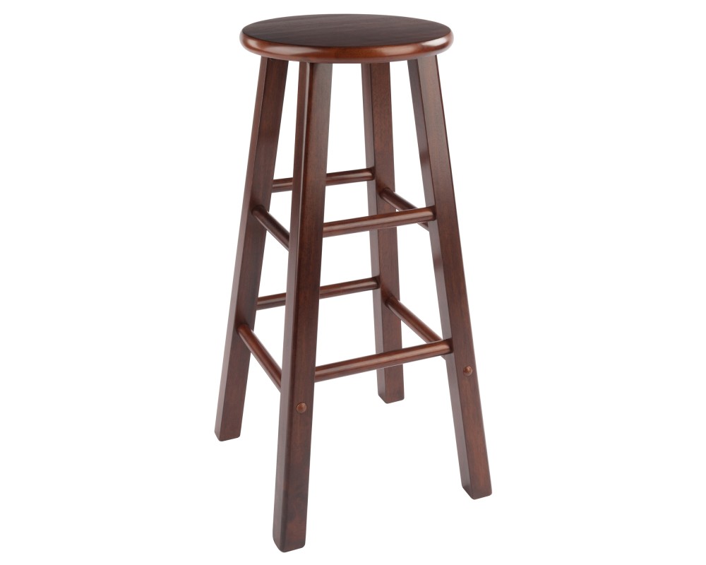 Element 2-Pc Square Legs Bar Stool Set, Walnut