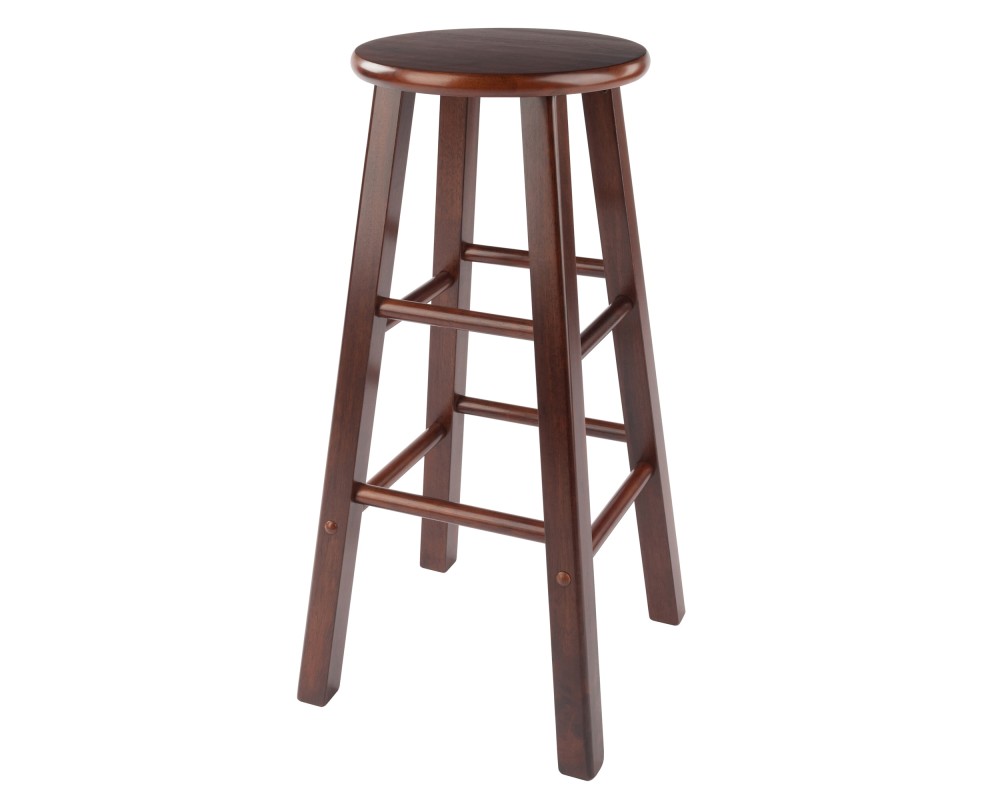 Element 2-Pc Square Legs Bar Stool Set, Walnut