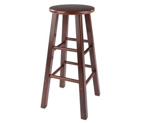 Element 2-Pc Square Legs Bar Stool Set, Walnut