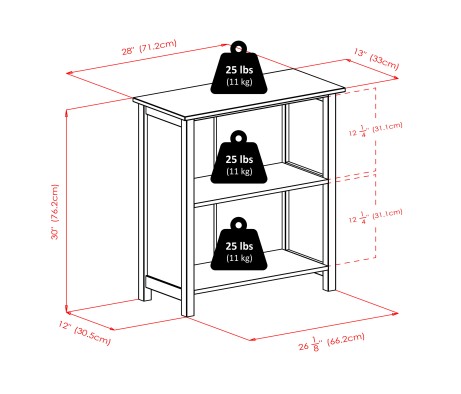 Verona 5-Pc 2-Tier Storage Shelf with 4 Foldable Fabric Baskets, Walnut and Black