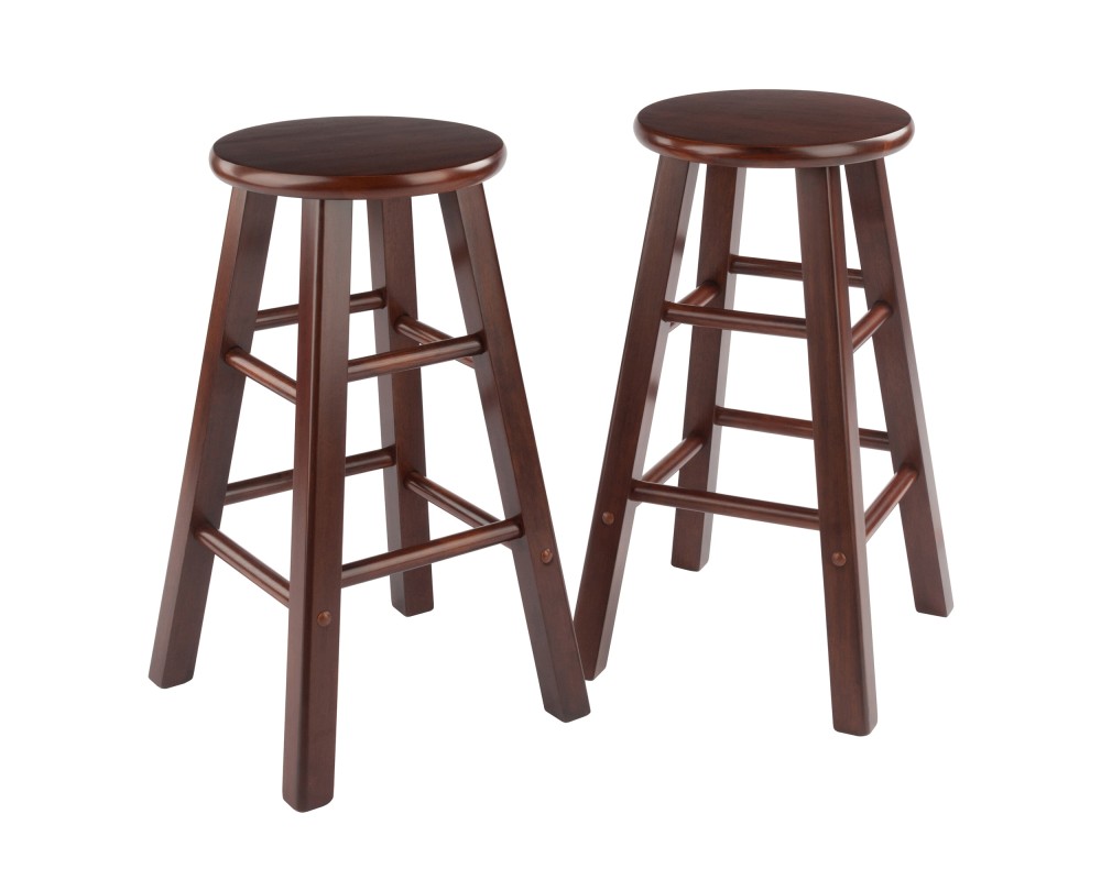 Element 2-Pc Square Leg Counter Stool Set, Walnut