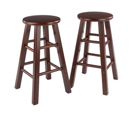 Element 2-Pc Square Leg Counter Stool Set, Walnut