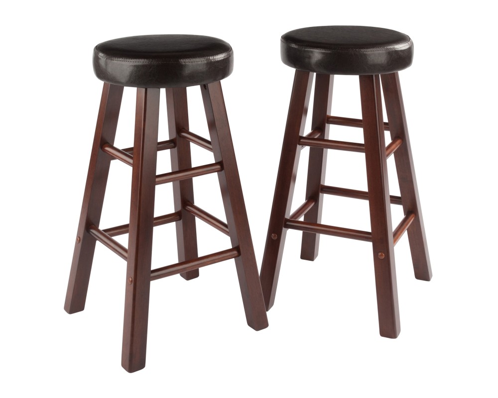 Maria 2-Pc Cushion-Seat Counter Stool Set, 26' High, Espresso and Walnut