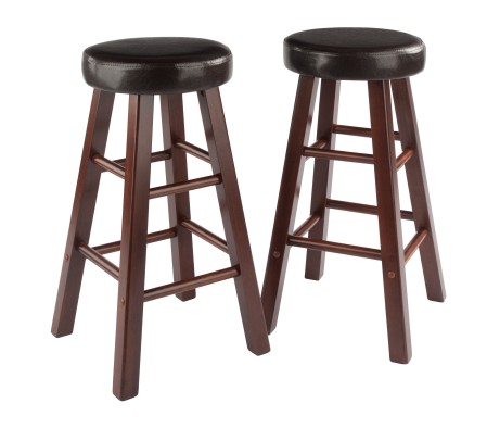 Maria 2-Pc Cushion-Seat Counter Stool Set, 26' High, Espresso and Walnut