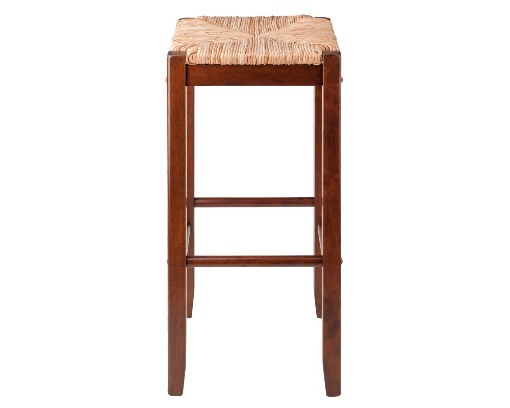 Kaden 2-Pc Rush Seat Bar Stool Set, 29' High, Walnut
