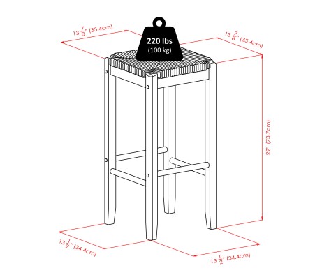 Kaden 2-Pc Rush Seat Bar Stool Set, 29' High, Walnut