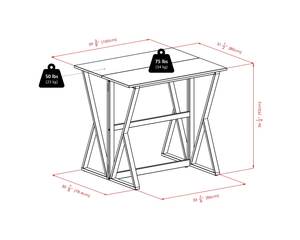 Harrington High Foldable Dining Table with 2 Cushion Counter Stools, 36' High, 39' Wide, Espresso and Walnut