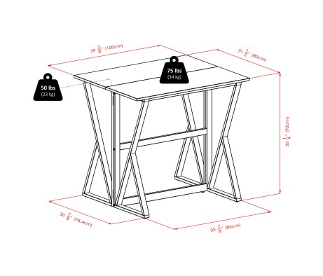 Harrington High Foldable Dining Table with 2 Cushion Counter Stools, 36' High, 39' Wide, Espresso and Walnut