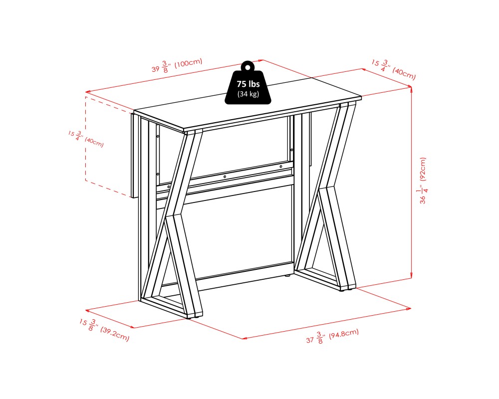 Harrington High Foldable Dining Table with 2 Cushion Counter Stools, 36' High, 39' Wide, Espresso and Walnut