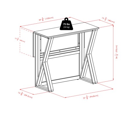 Harrington High Foldable Dining Table with 2 Cushion Counter Stools, 36' High, 39' Wide, Espresso and Walnut