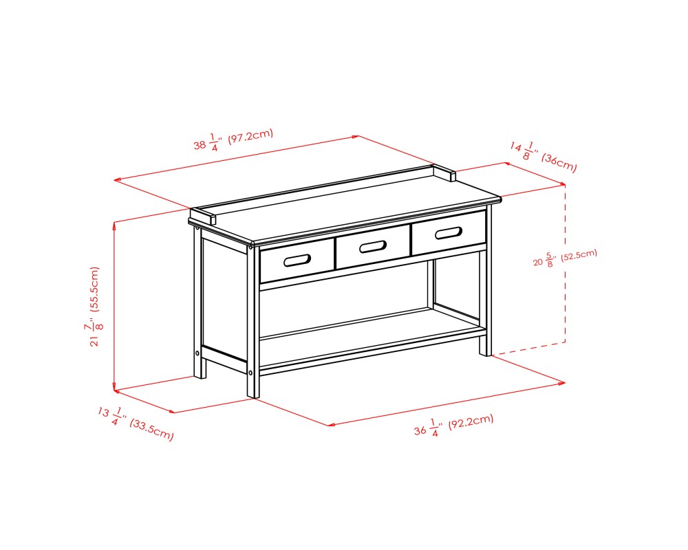 Adriana Storage Bench with 3 Drawers, 3 Fabric Baskets, 38 Wide, 22 High, Walnut and Chocolate