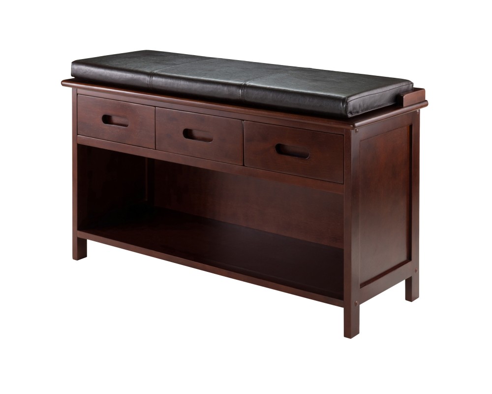 Adriana 2-Pc Storage Bench with Seat Cushion, Walnut and Espresso