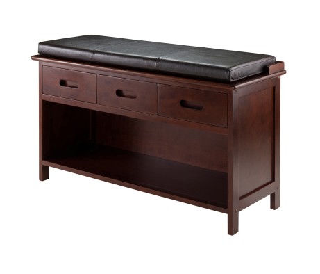 Adriana 2-Pc Storage Bench with Seat Cushion, Walnut and Espresso