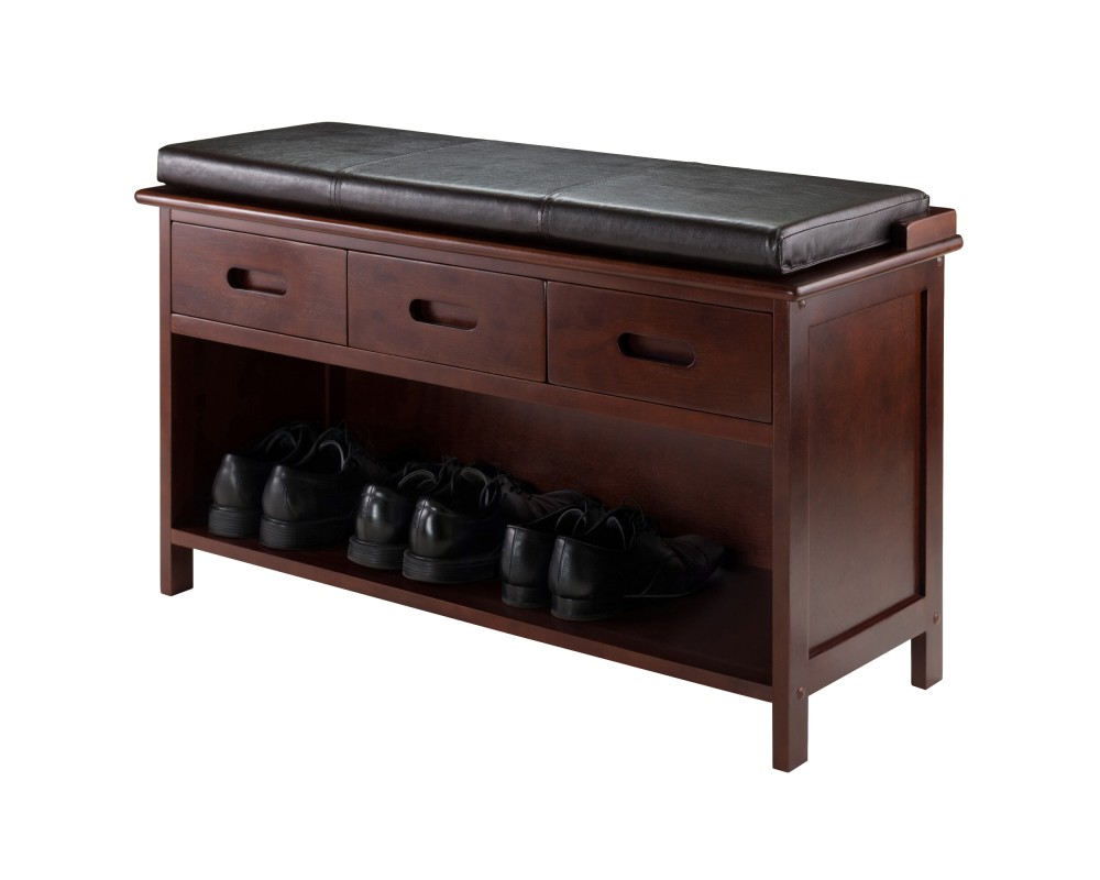 Adriana 2-Pc Storage Bench with Seat Cushion, Walnut and Espresso