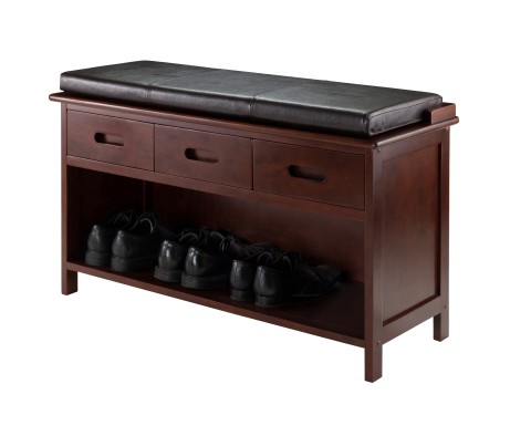 Adriana 2-Pc Storage Bench with Seat Cushion, Walnut and Espresso