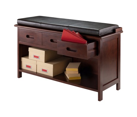 Adriana 2-Pc Storage Bench with Seat Cushion, Walnut and Espresso