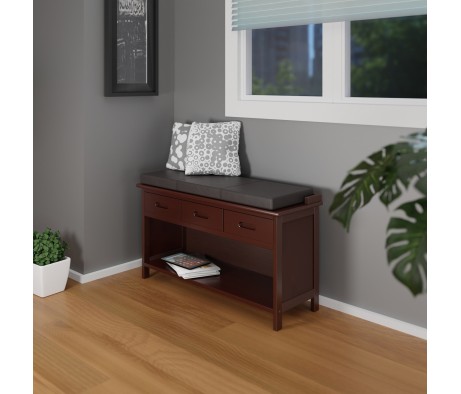 Adriana 2-Pc Storage Bench with Seat Cushion, Walnut and Espresso