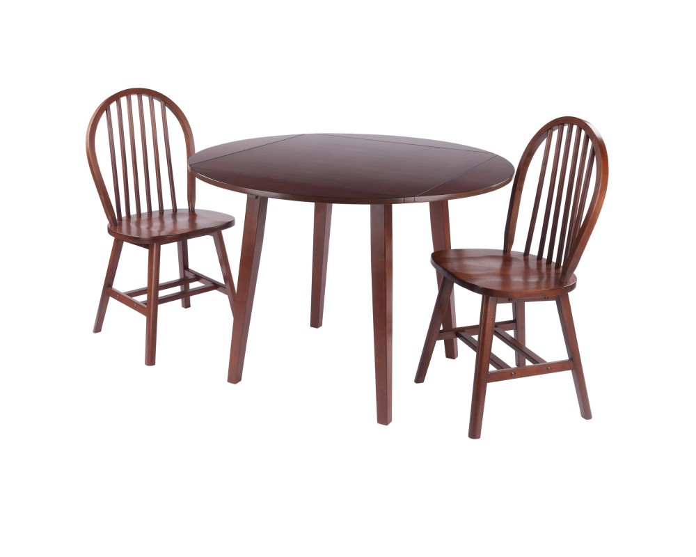Dawson 3-Pc Drop Leaf Table with Windsor Chairs, Walnut