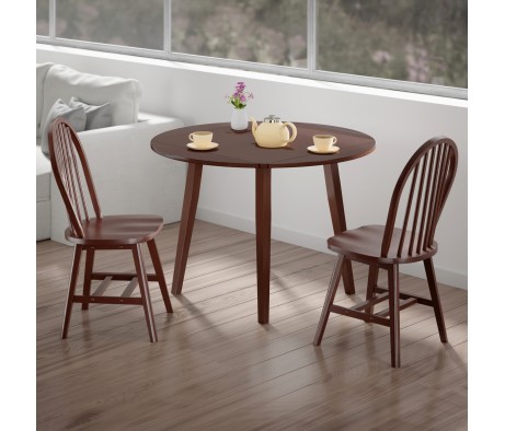 Dawson 3-Pc Drop Leaf Table with Windsor Chairs, Walnut