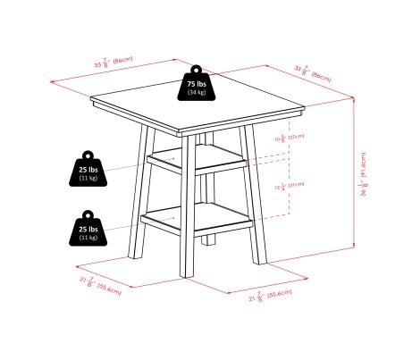 Orlando 3-Pc High Dining Table with 2 Ladder Back Stools, Walnut
