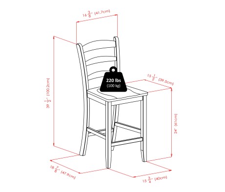 Orlando 3-Pc High Dining Table with 2 Ladder Back Stools, Walnut