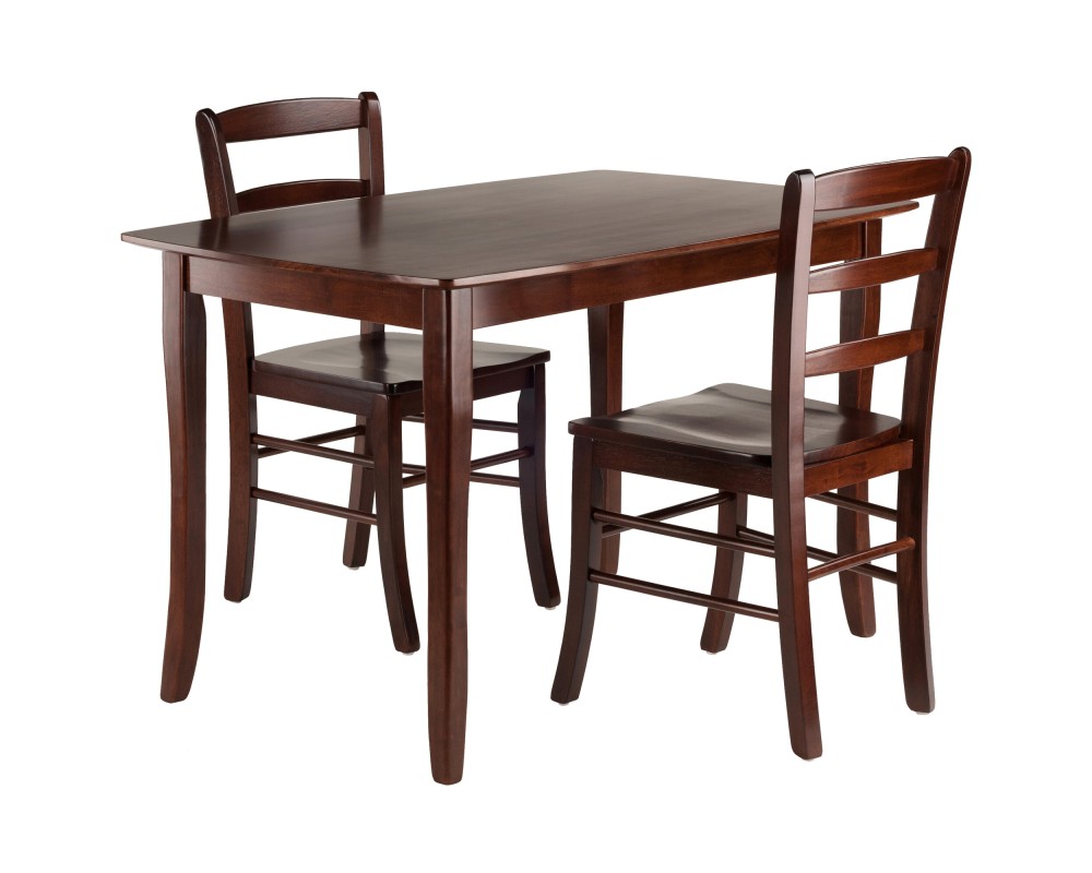 Inglewood Dining Table with 2 Ladder-Back Chairs, 47' Wide, Walnut