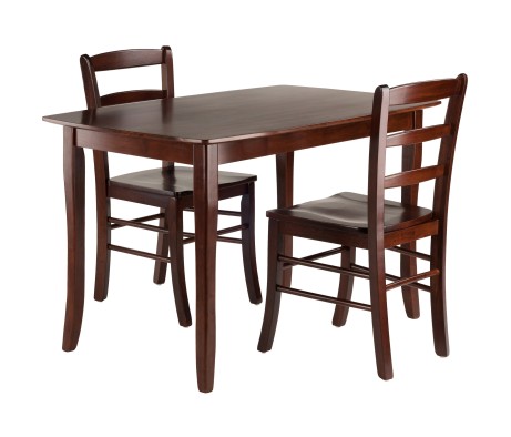 Inglewood Dining Table with 2 Ladder-Back Chairs, 47' Wide, Walnut