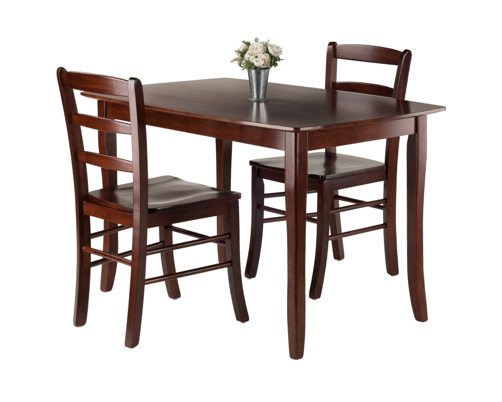 Inglewood Dining Table with 2 Ladder-Back Chairs, 47' Wide, Walnut