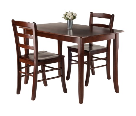 Inglewood Dining Table with 2 Ladder-Back Chairs, 47' Wide, Walnut