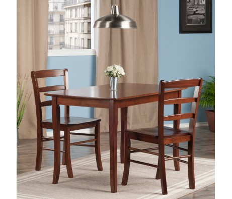 Inglewood Dining Table with 2 Ladder-Back Chairs, 47' Wide, Walnut