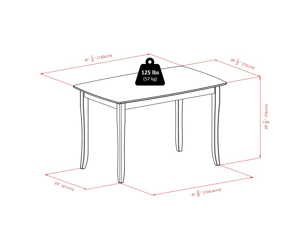 Inglewood Dining Table with 2 Ladder-Back Chairs, 47' Wide, Walnut