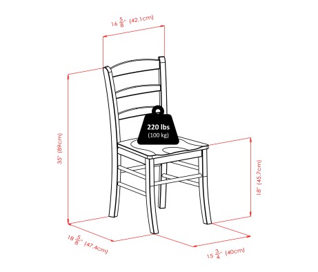 Inglewood Dining Table with 2 Ladder-Back Chairs, 47' Wide, Walnut