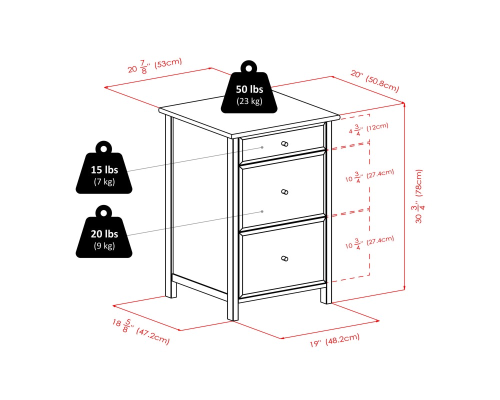Delta Home Office File Cabinet, 31' High, 21' Wide, Walnut