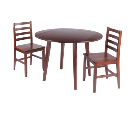 Dawson 3-Pc Quad Drop Leaf Table with Ladder-back Chairs, Walnut