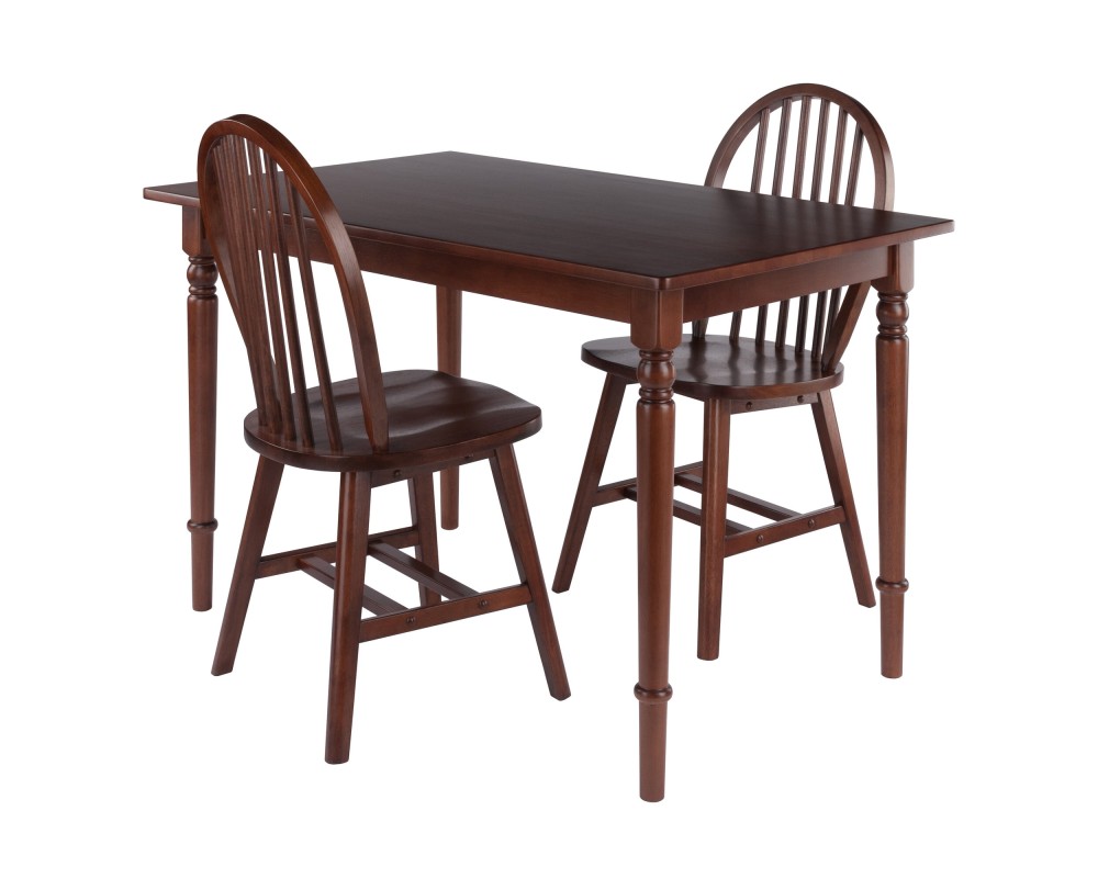 Ravenna 3-Pc Dining Table with Windsor Chairs, Walnut