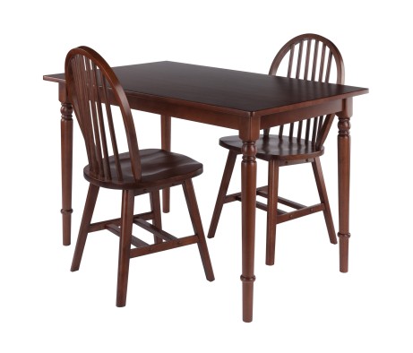 Ravenna 3-Pc Dining Table with Windsor Chairs, Walnut
