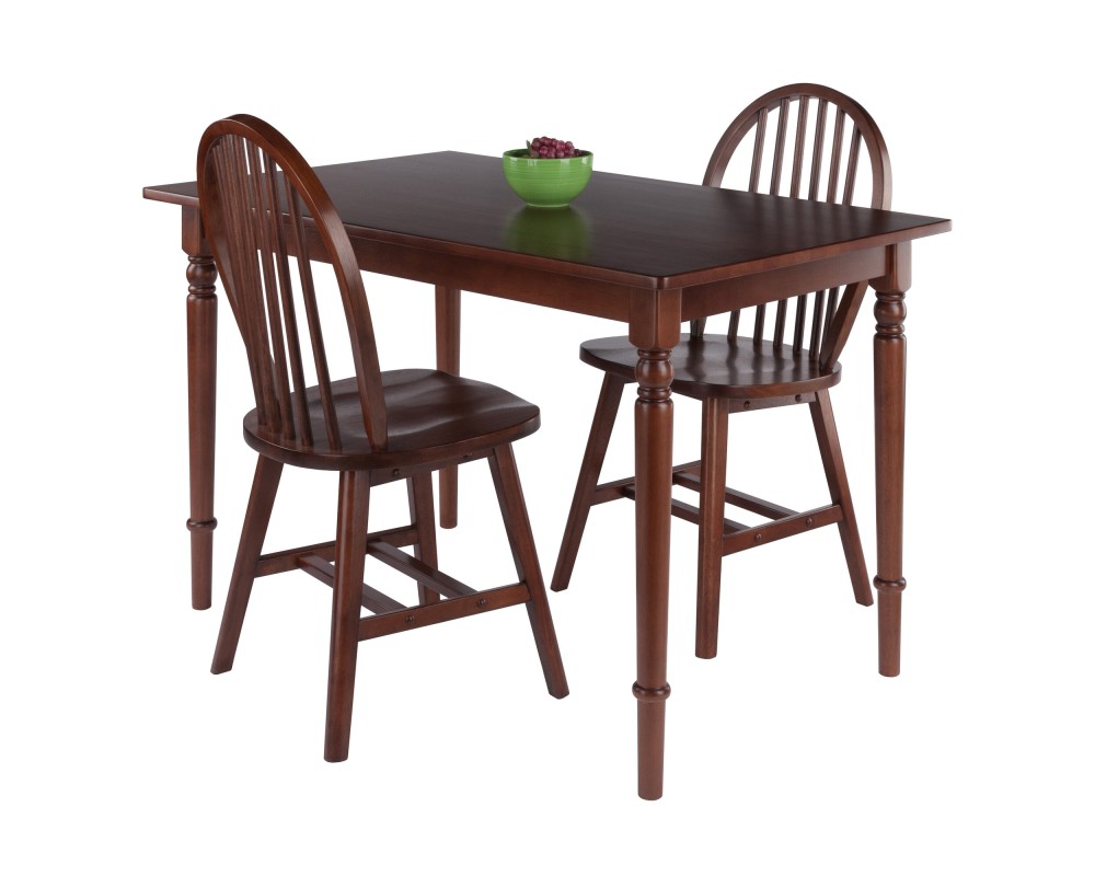 Ravenna 3-Pc Dining Table with Windsor Chairs, Walnut