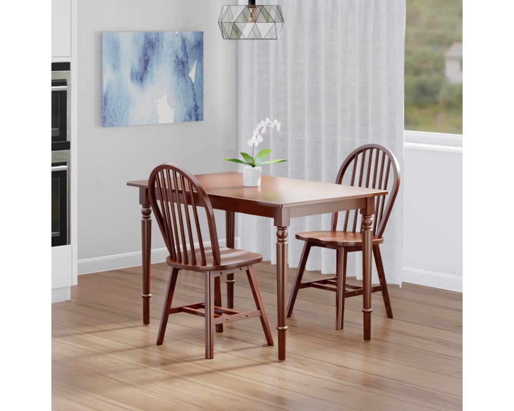 Ravenna 3-Pc Dining Table with Windsor Chairs, Walnut