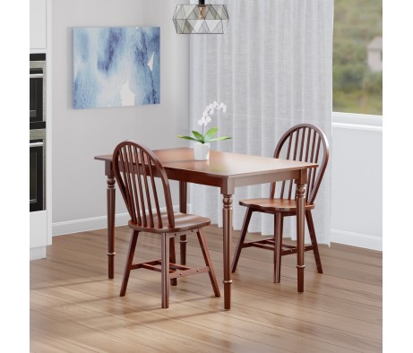 Ravenna 3-Pc Dining Table with Windsor Chairs, Walnut