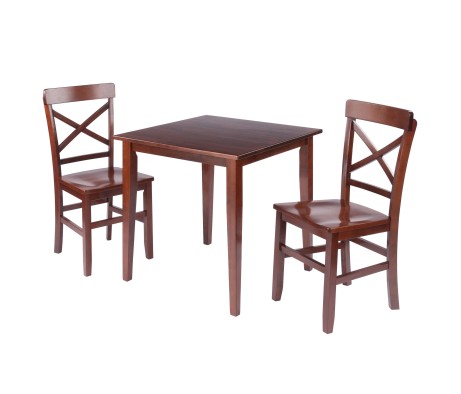 Groveland 3-Pc Set Dining Table with X-Back Chairs, Walnut
