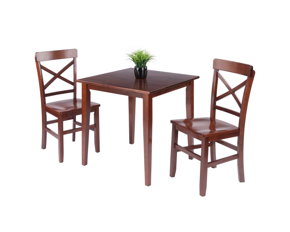 Groveland 3-Pc Set Dining Table with X-Back Chairs, Walnut