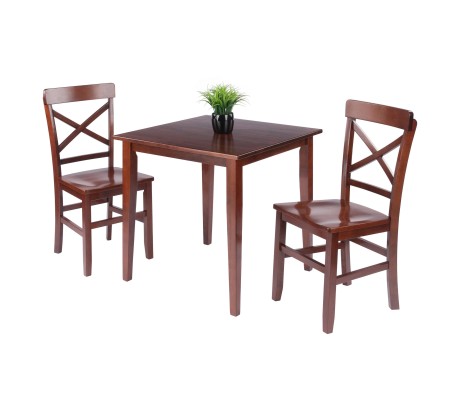 Groveland 3-Pc Set Dining Table with X-Back Chairs, Walnut