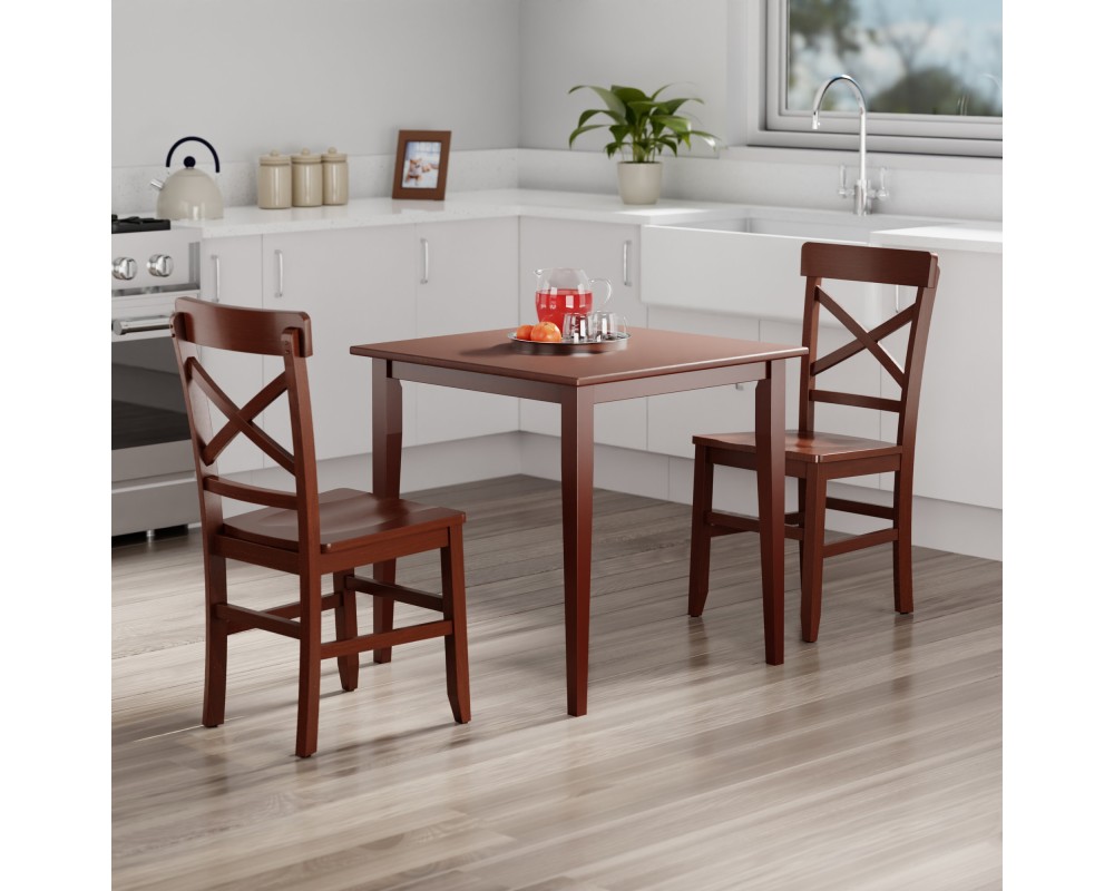 Groveland 3-Pc Set Dining Table with X-Back Chairs, Walnut