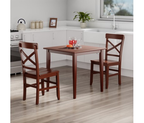 Groveland 3-Pc Set Dining Table with X-Back Chairs, Walnut